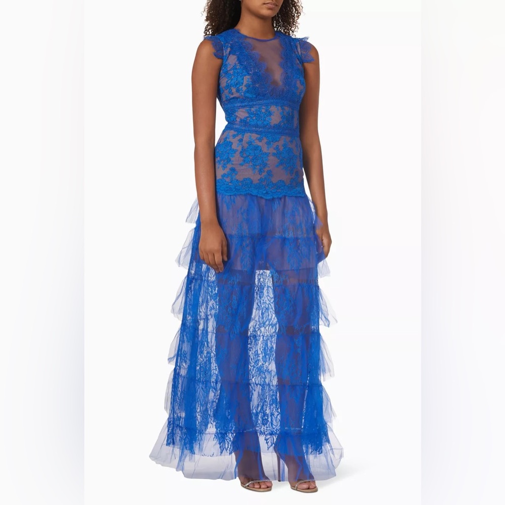 Bronx & Banco Nina Maxi Tulle/Lace Dress in Royal Blue size XS extra small